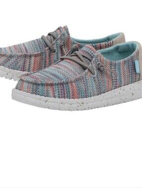 Hey Dude Wendy Stretch Sunset. Pastel Multi Knit Slip-On Casual Shoes Size 6